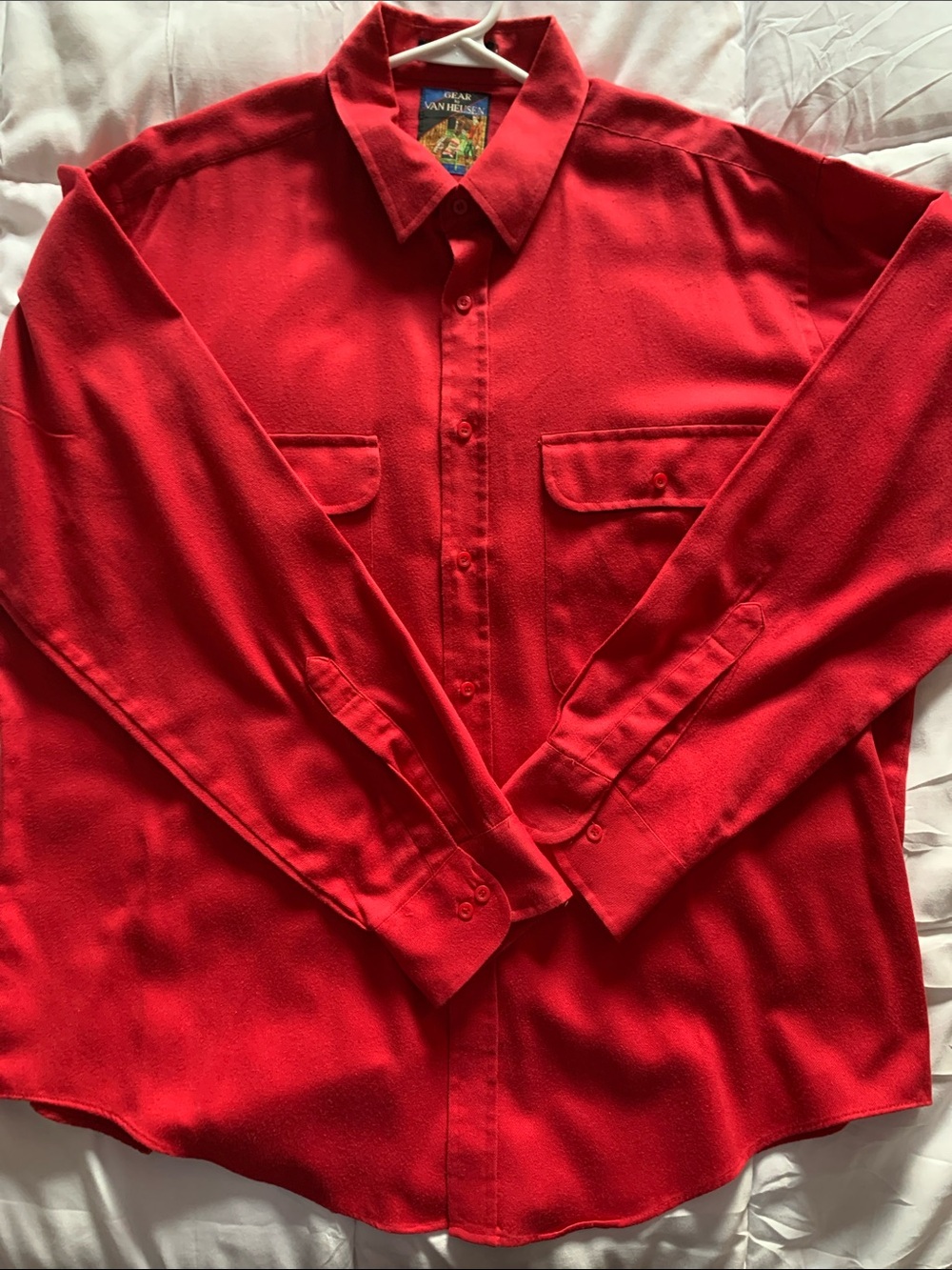 Gear by Van Heusen Men’s XL Bright Red Button-Up Shirt Long Sleeve Vintage